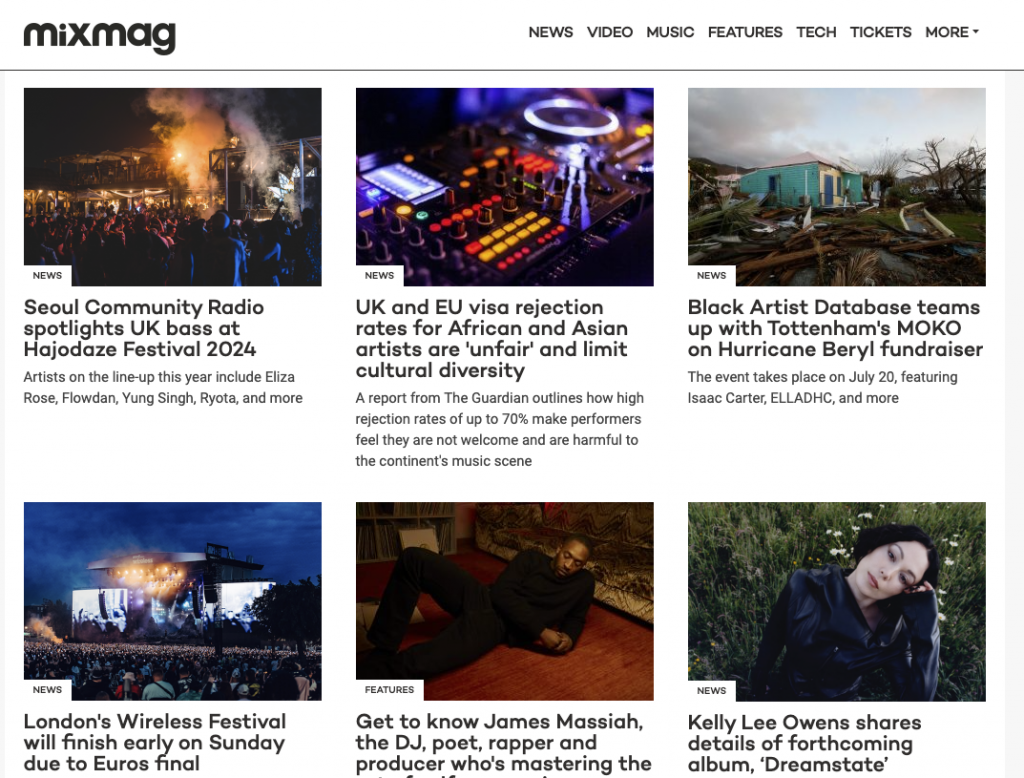 WhatsMusic.de Music Blog Directory - Screenshot Mixmag Website
