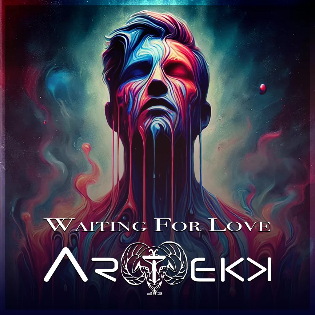 Abstract art of a man's face with multicolored paint flowing down, set against a cosmic background.