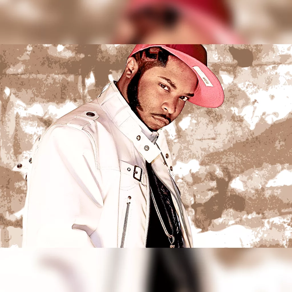 Portrait of Cleveland-based hip-hop artist Jailoyal wearing a pink cap and white jacket, looking confidently at the camera against a stylized background.